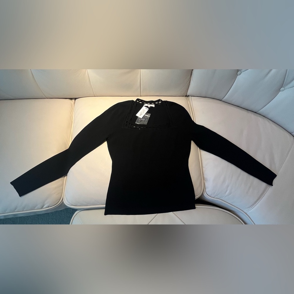 Milly Elegant Black Crew Neck Sweater